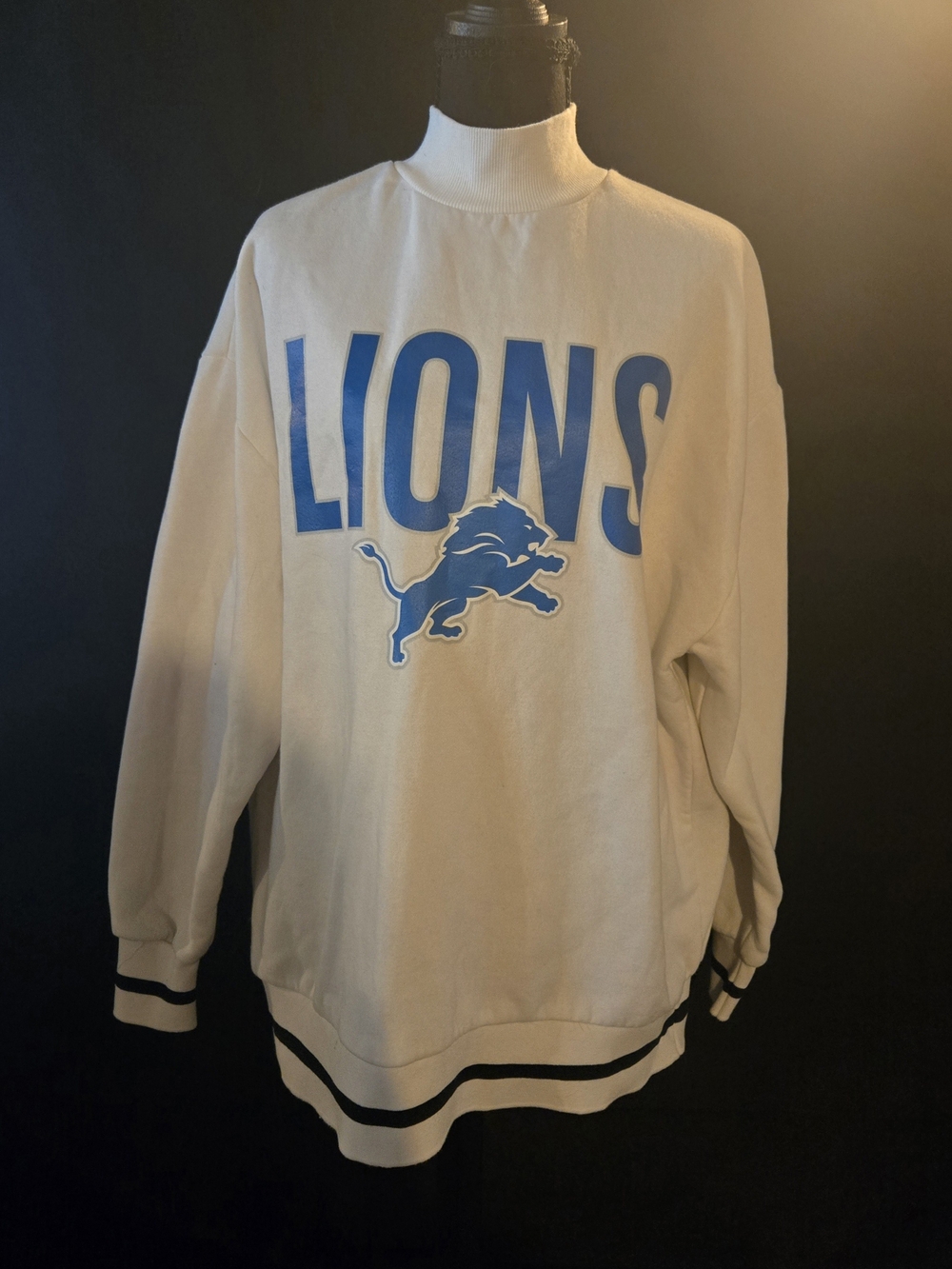 Lions Mock Neck Sweatshirt - White & Blue